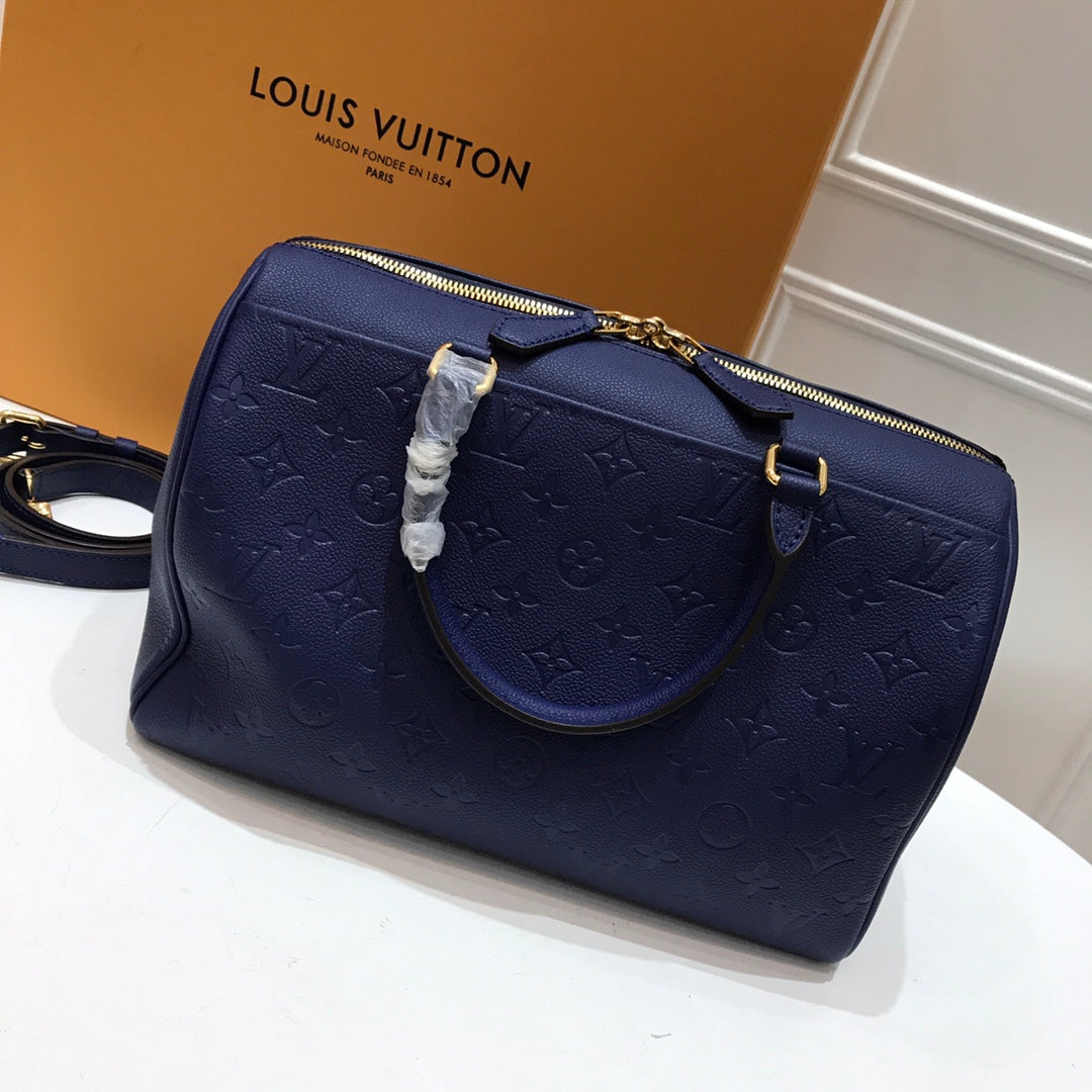 [TOP] Louis Vuitton LV L*V Speedy 30 Empreinte Leather - Dark Blue