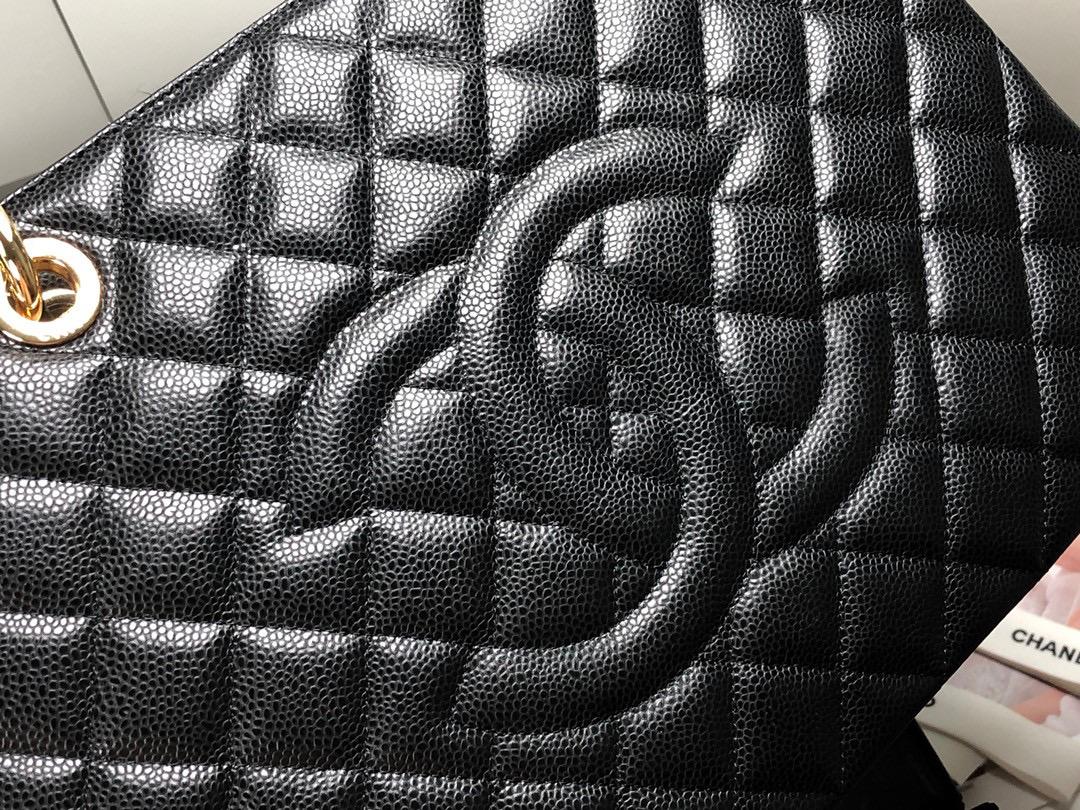 [TOP] CHANEL Grand Shopping Tote Caviar Leather 33x24x13cm - Black & GHW