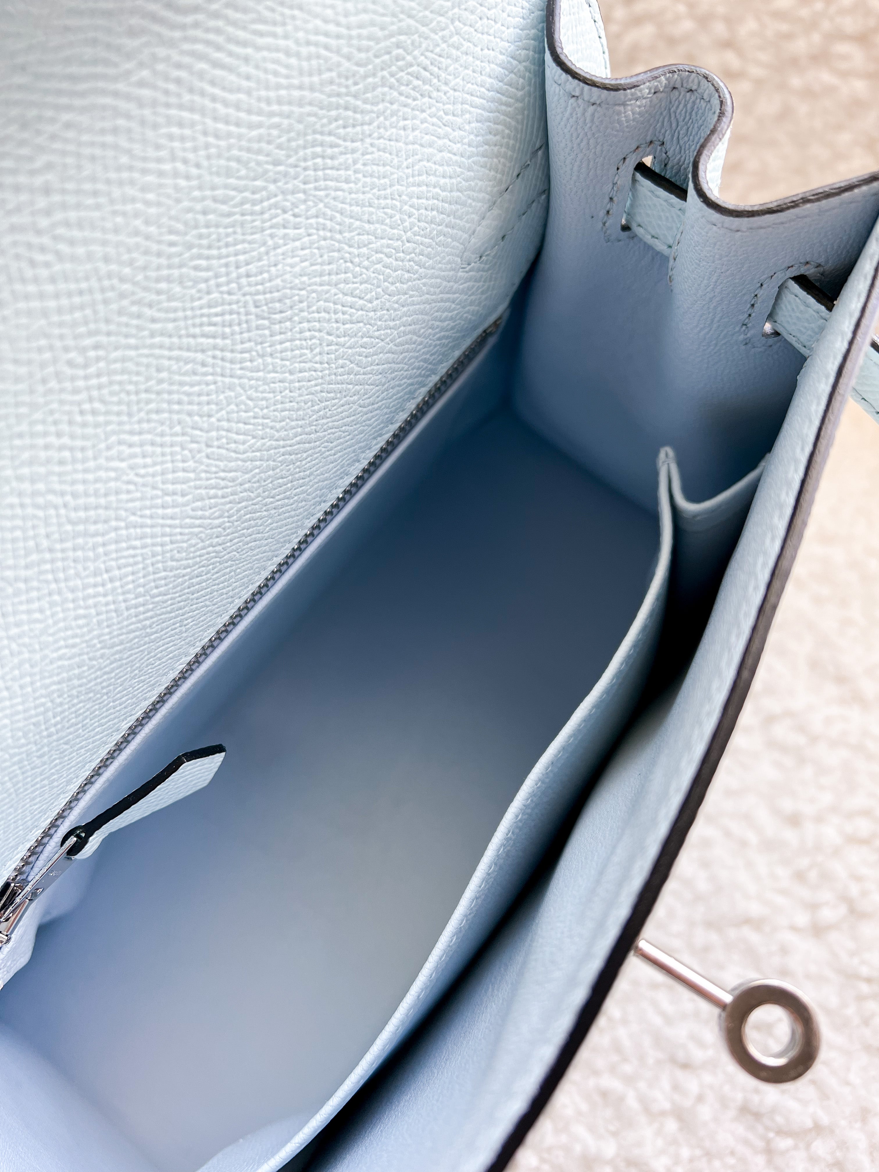 [TOP] HERMES Kelly Epsom Leather 25cm - Blue Brume SHW