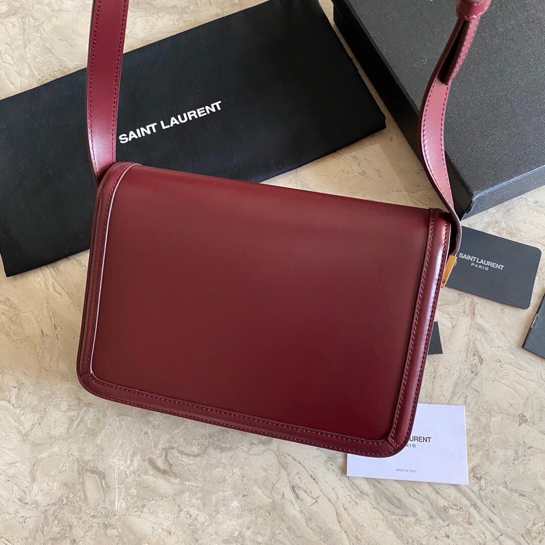[TOP] Yves Saint Laurent YSL Solferino Medium Shoulder Bag - Burgundy GHW