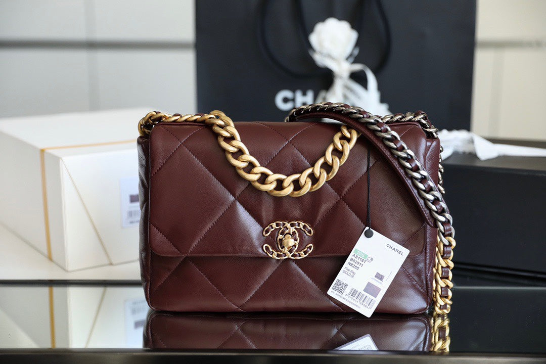 [TOP] CHANEL 19 Bag Medium 30cm - Burgundy