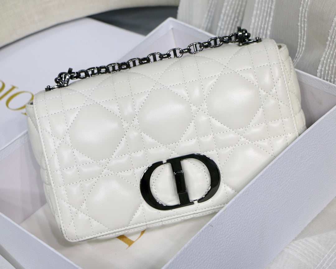 [TOP] Christian Dior CD Medium Caro Bag - White & BHW