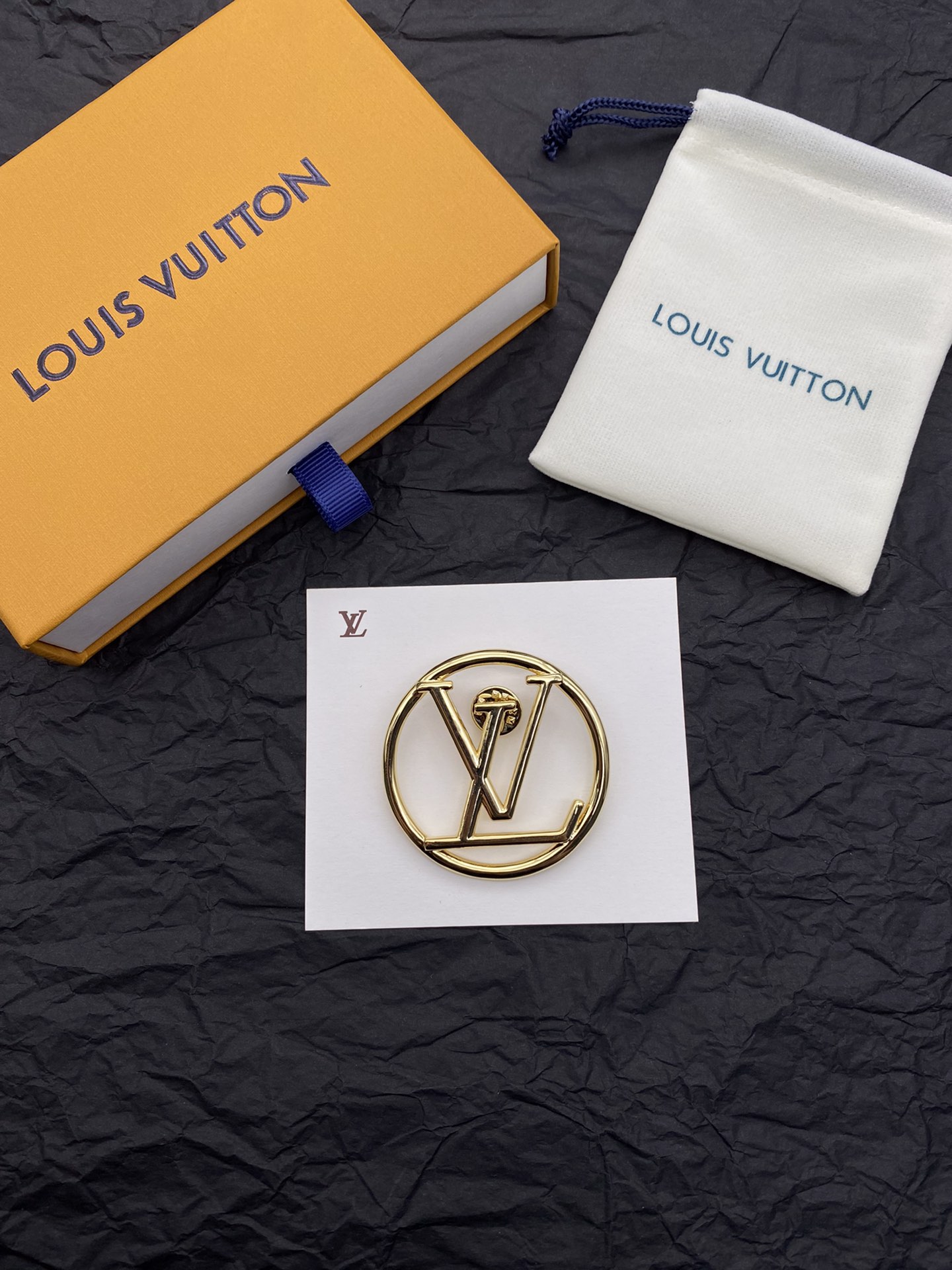 [TOP] Louis Vuitton LV Brooch - Gold