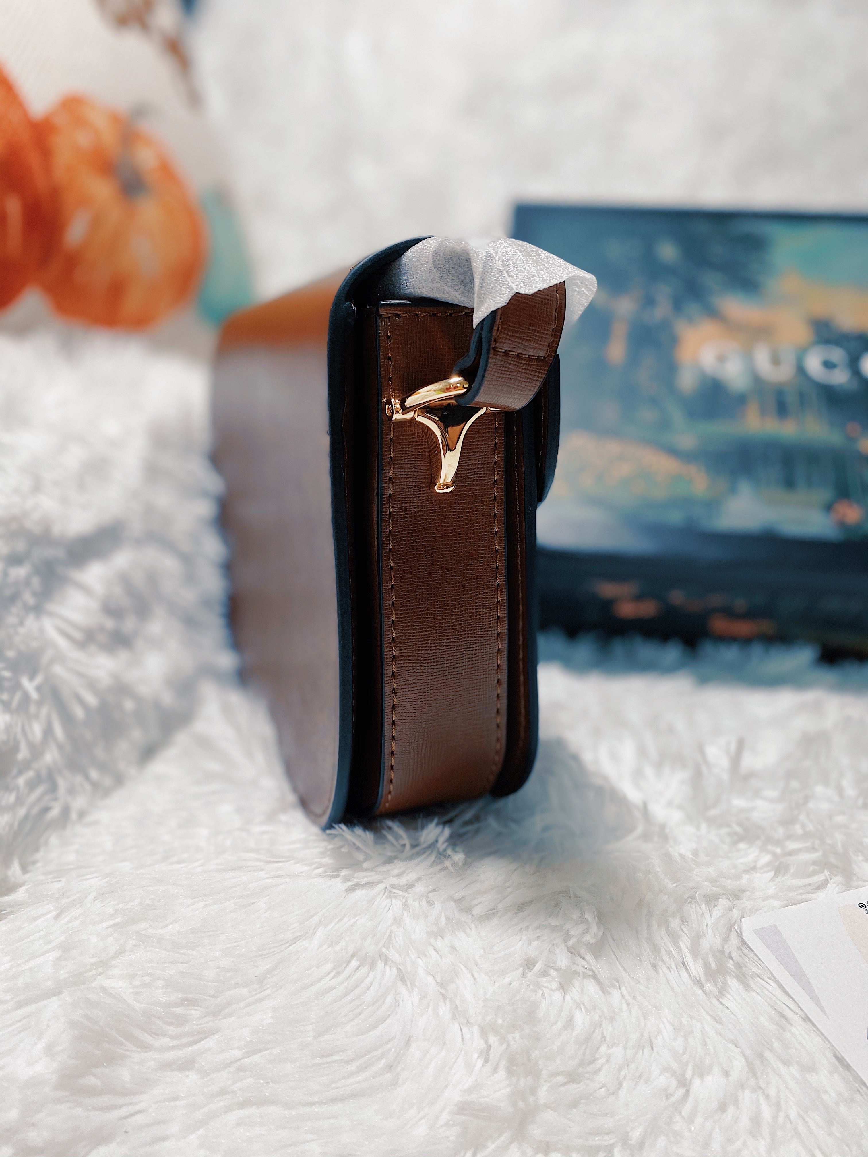 [TOP] GUCCI Horsebit 1955 Bag Textured Leather - Brown