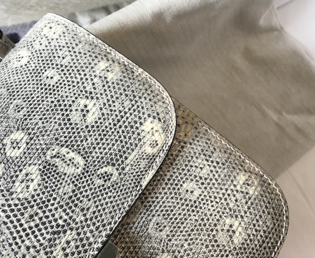 [TOP] HERMES Constance lizard bag 18CM- White & SHW