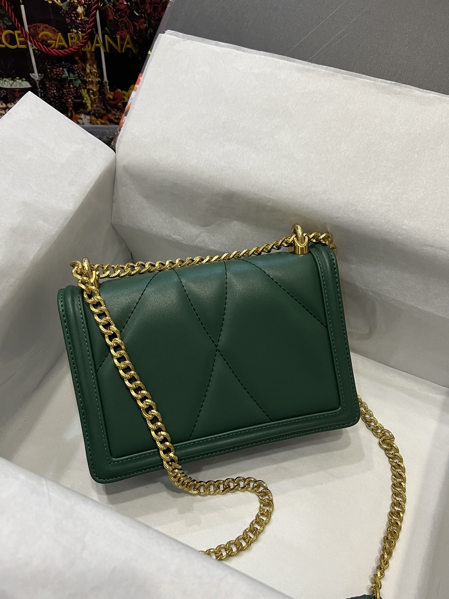 [TOP] Dolce & Gabbana D&G Nappa Leather Devotion Bag 21cm/26cm - Green