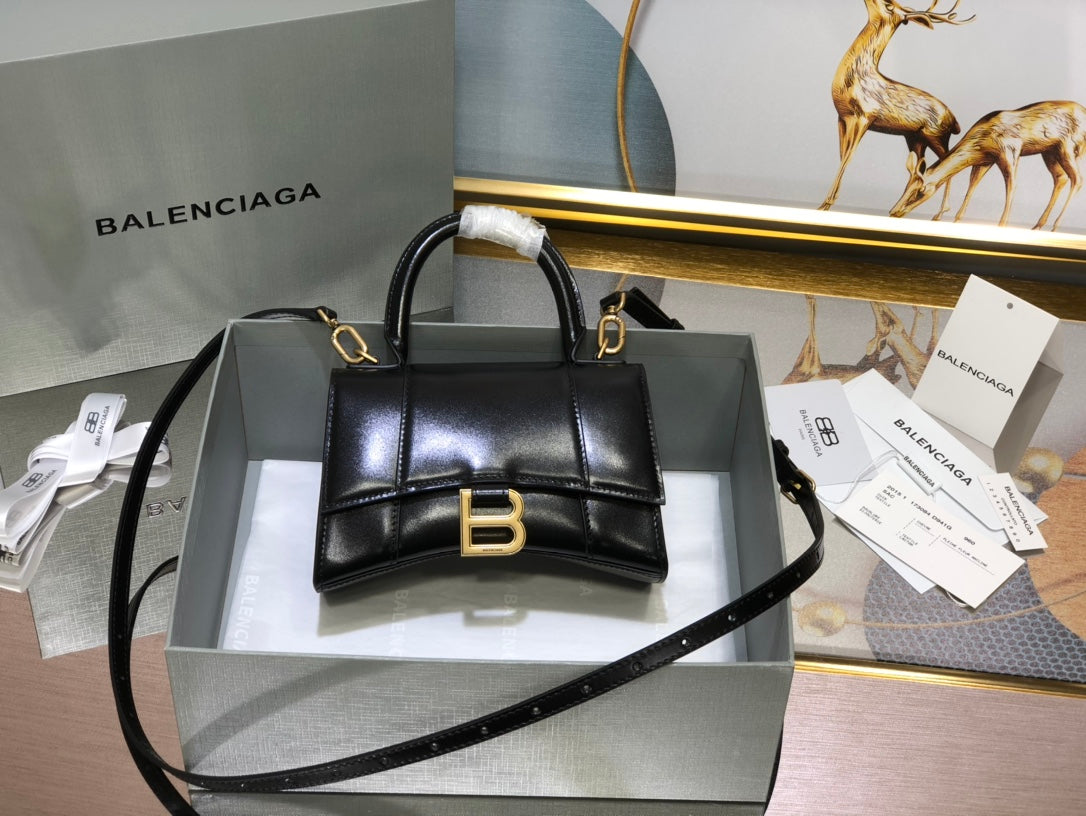 [TOP] BALENCIAGA Hourglass XS Bag 19cm - Black