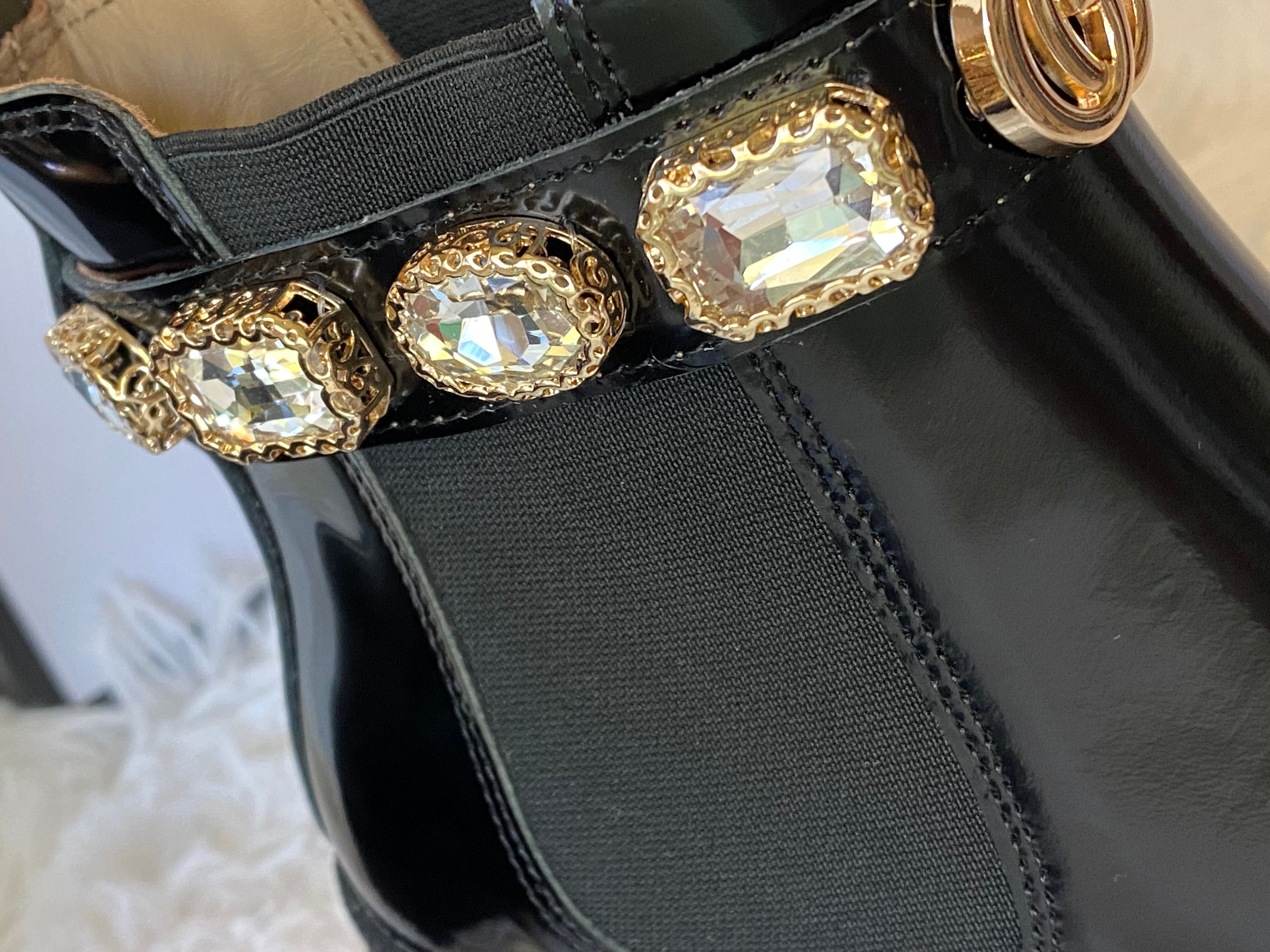 [TOP] GUCCI Ankle Gems Boots - Black