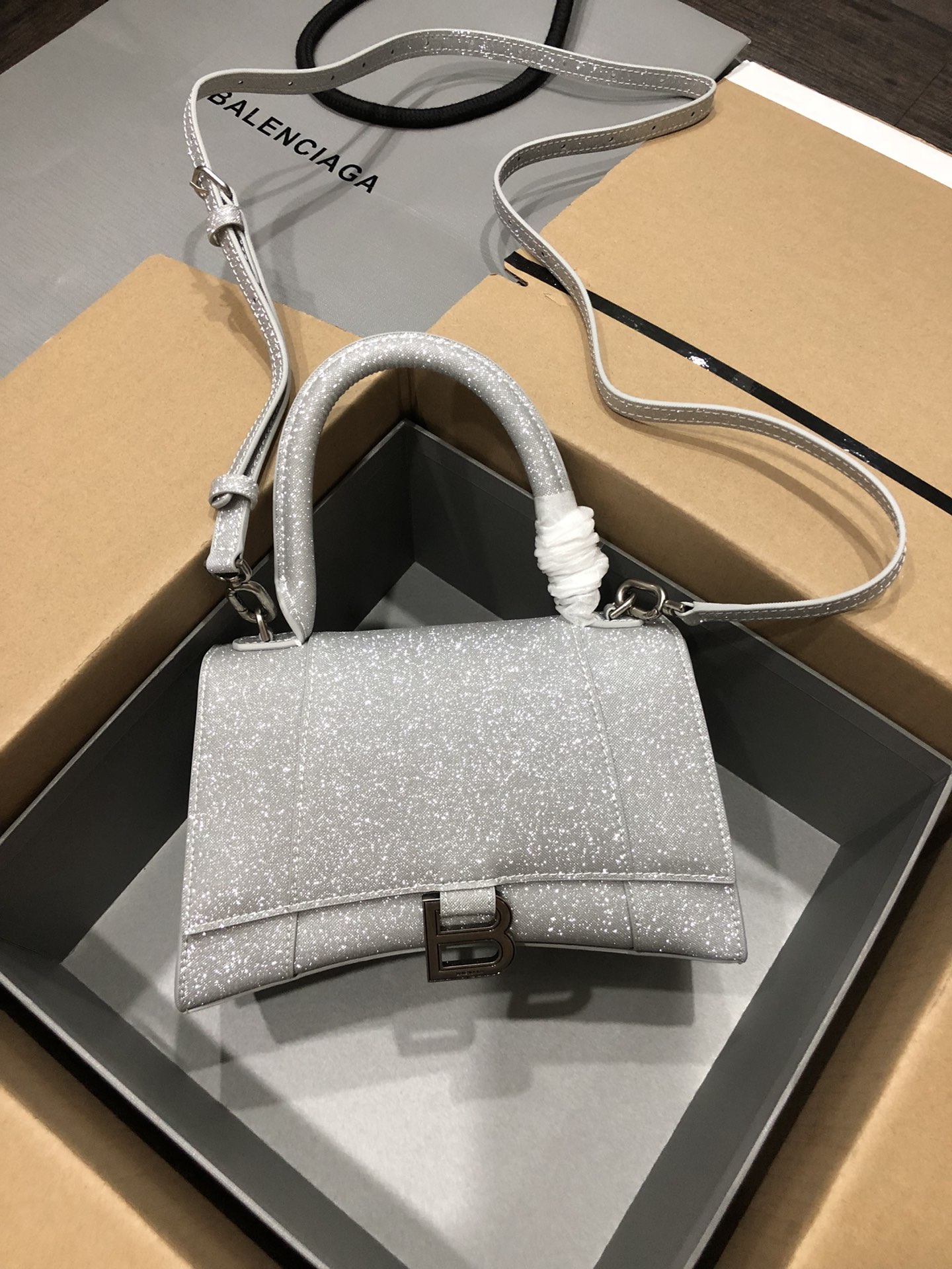 [TOP] BALENCIAGA Starry Sky Hourglass Bag 19/23cm - Light Gray