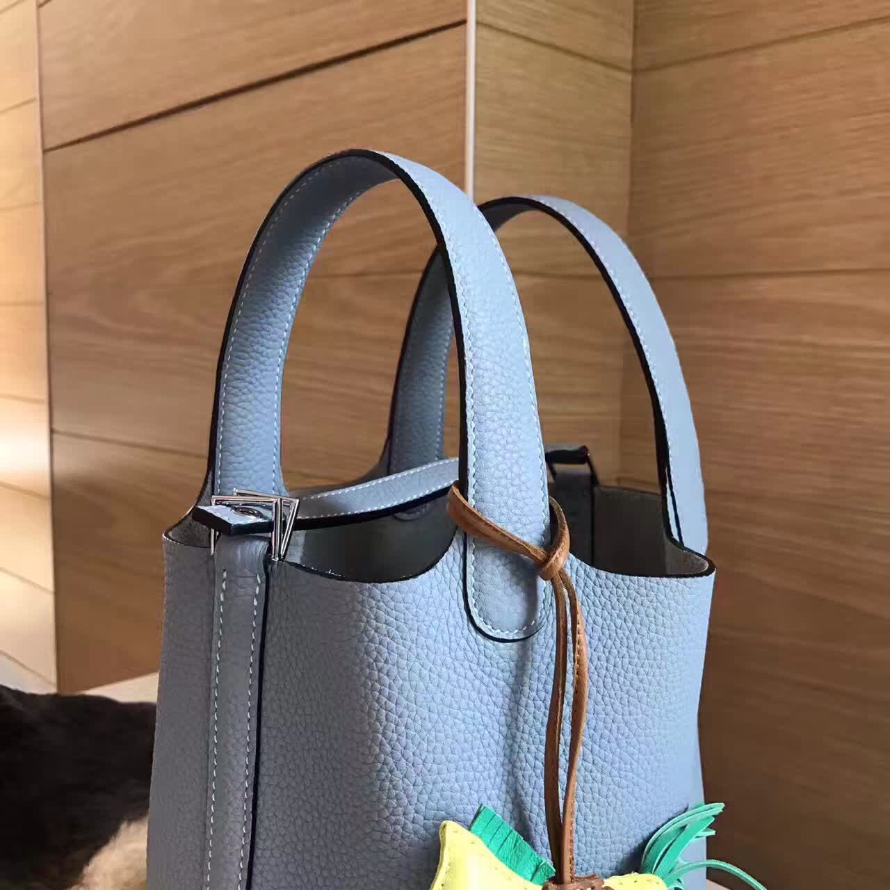 [TOP] HERMES Picotin 22cm - Bleu Pale