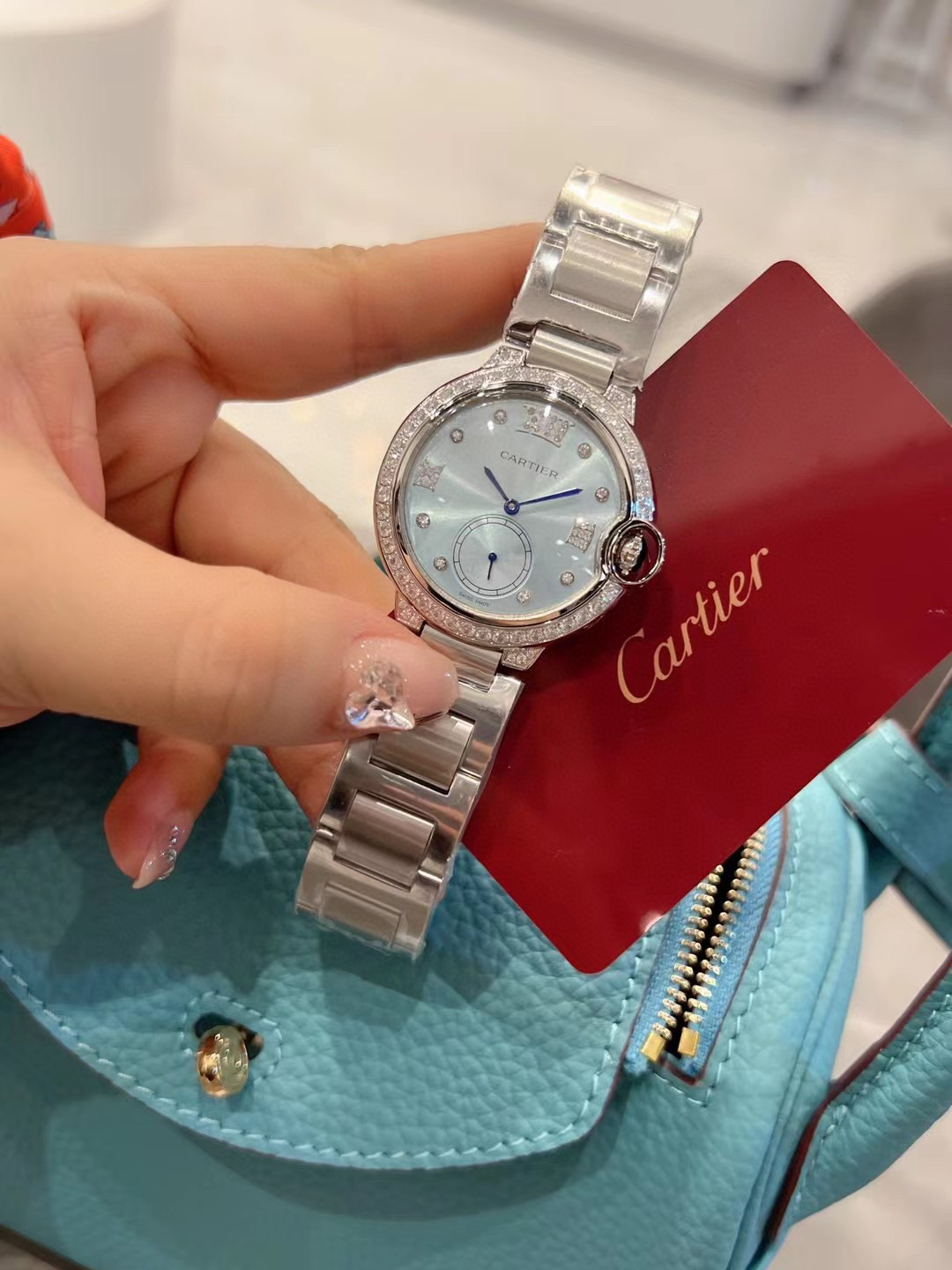 [TOP] Cartier BALLON BLEU DE WATCH Blue - Leather/Steel