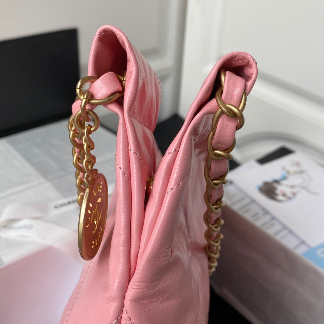 [TOP] CHANEL 22 Bag Small Tote 35x37x7cm - Coral Pink