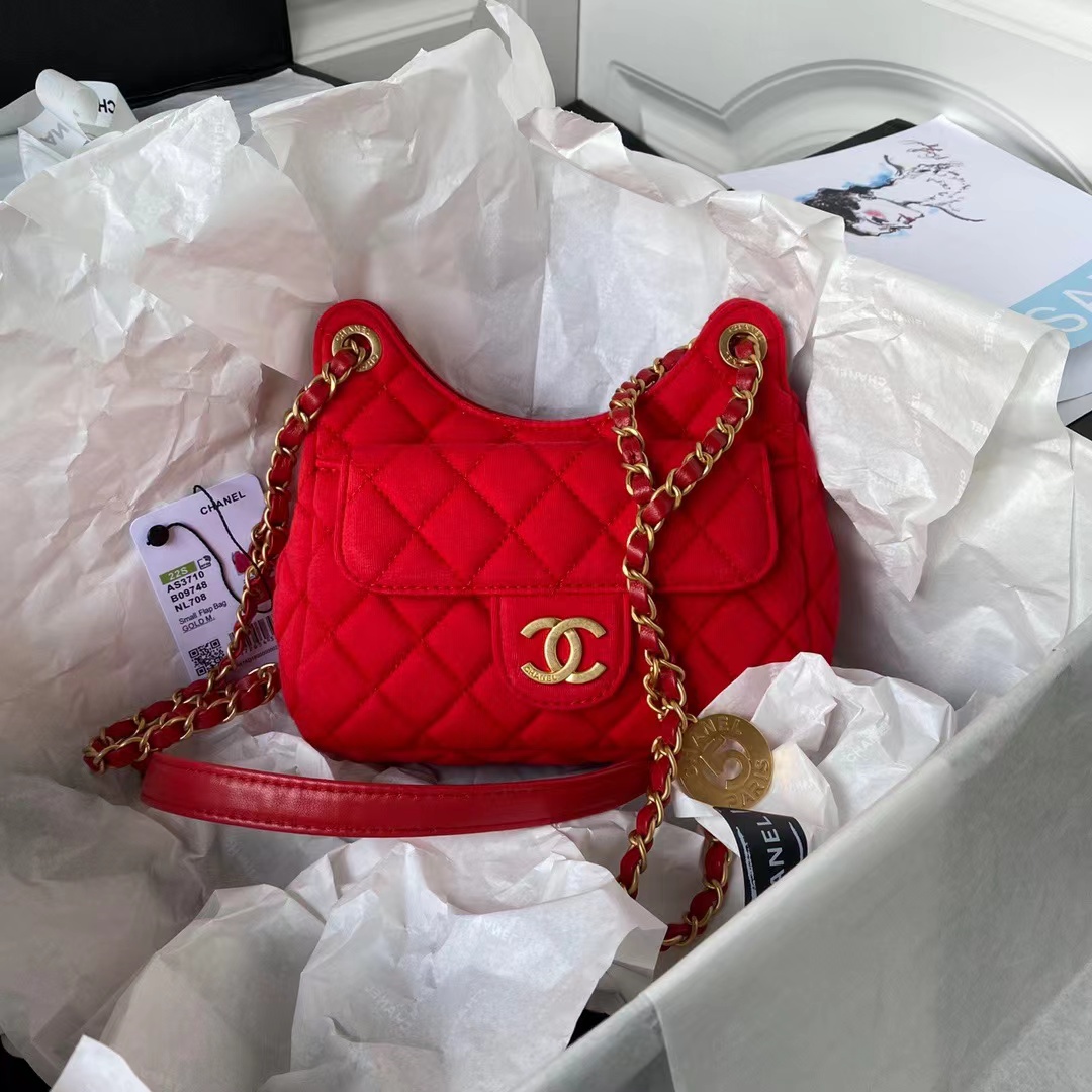 [TOP] CHANEL Hobo Handbag Tweeds & Fabrics-17x19x6cm-GHW-4 colours