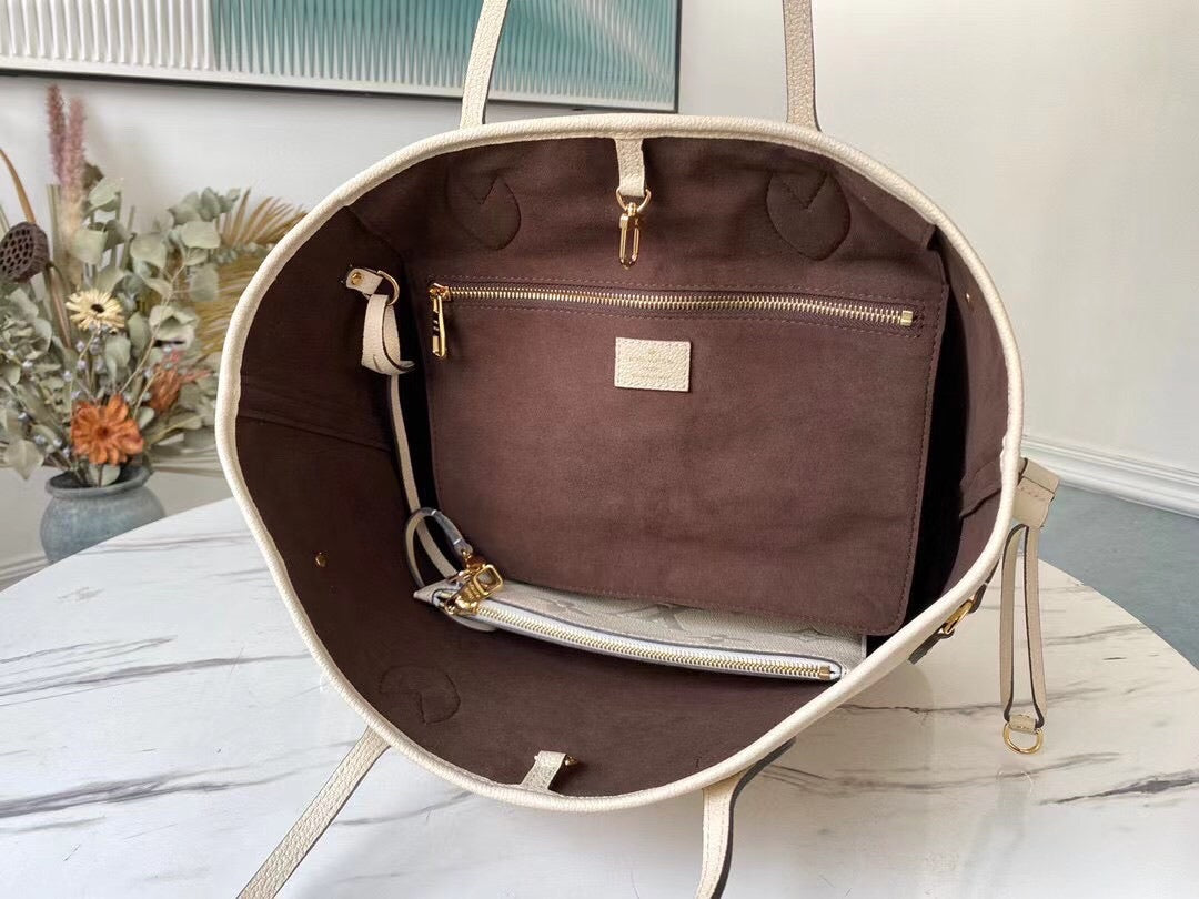 [TOP] Louis Vuitton LV L.V Neverfull MM Empreinte - Beige
