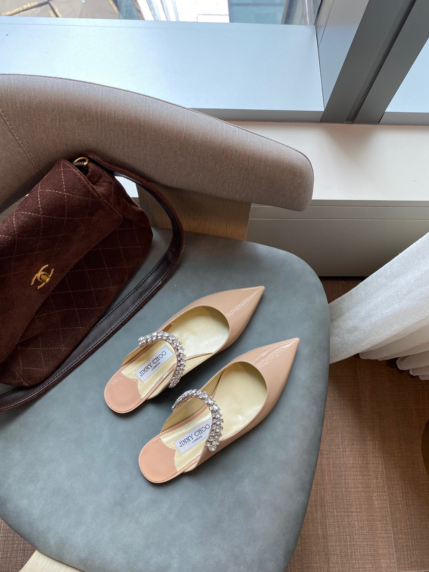 [TOP] Jimmy Choo Bing Flat Crystal - 4 Colours