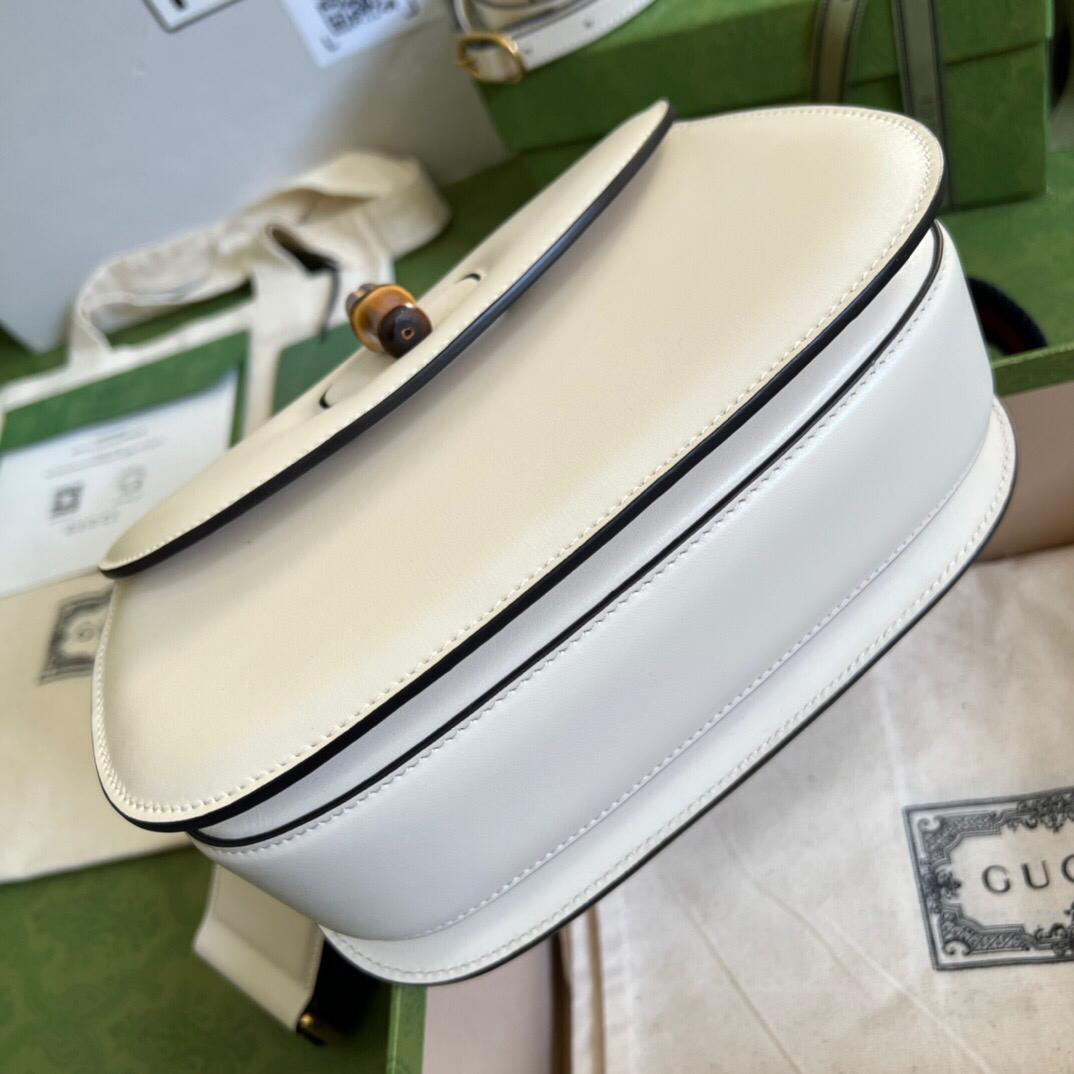 [TOP] GUCCI G*G Bamboo 1947 Small Top Handle - White