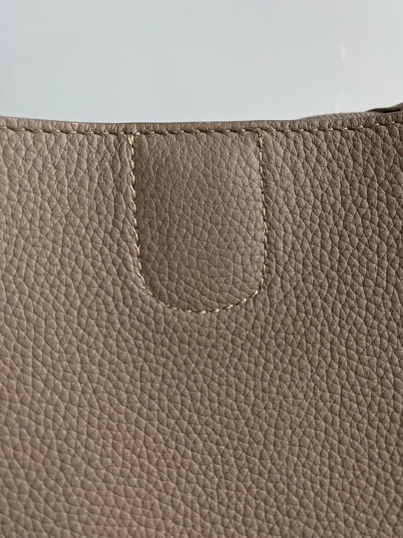 [TOP] CELINE Sangle Small Grainy Bucket Bag - Taupe