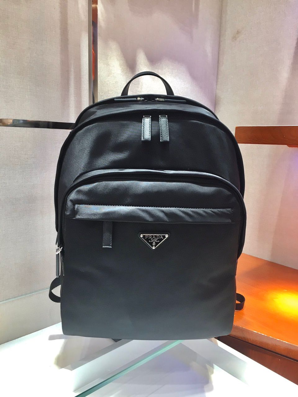 [TOP] PRADA Re-Nylon and Saffiano Leather Backpack - Black