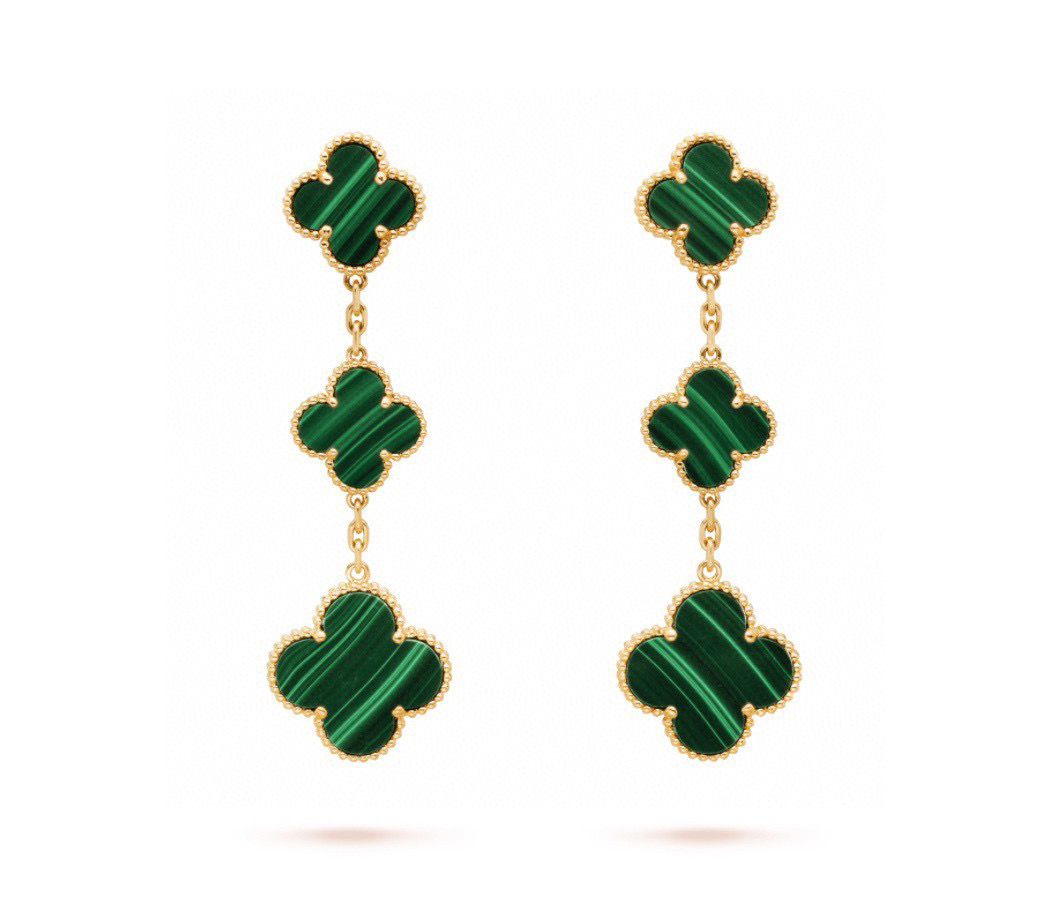 [TOP] Van Cleef & Arpels Dangle 3 Flowers Earrings