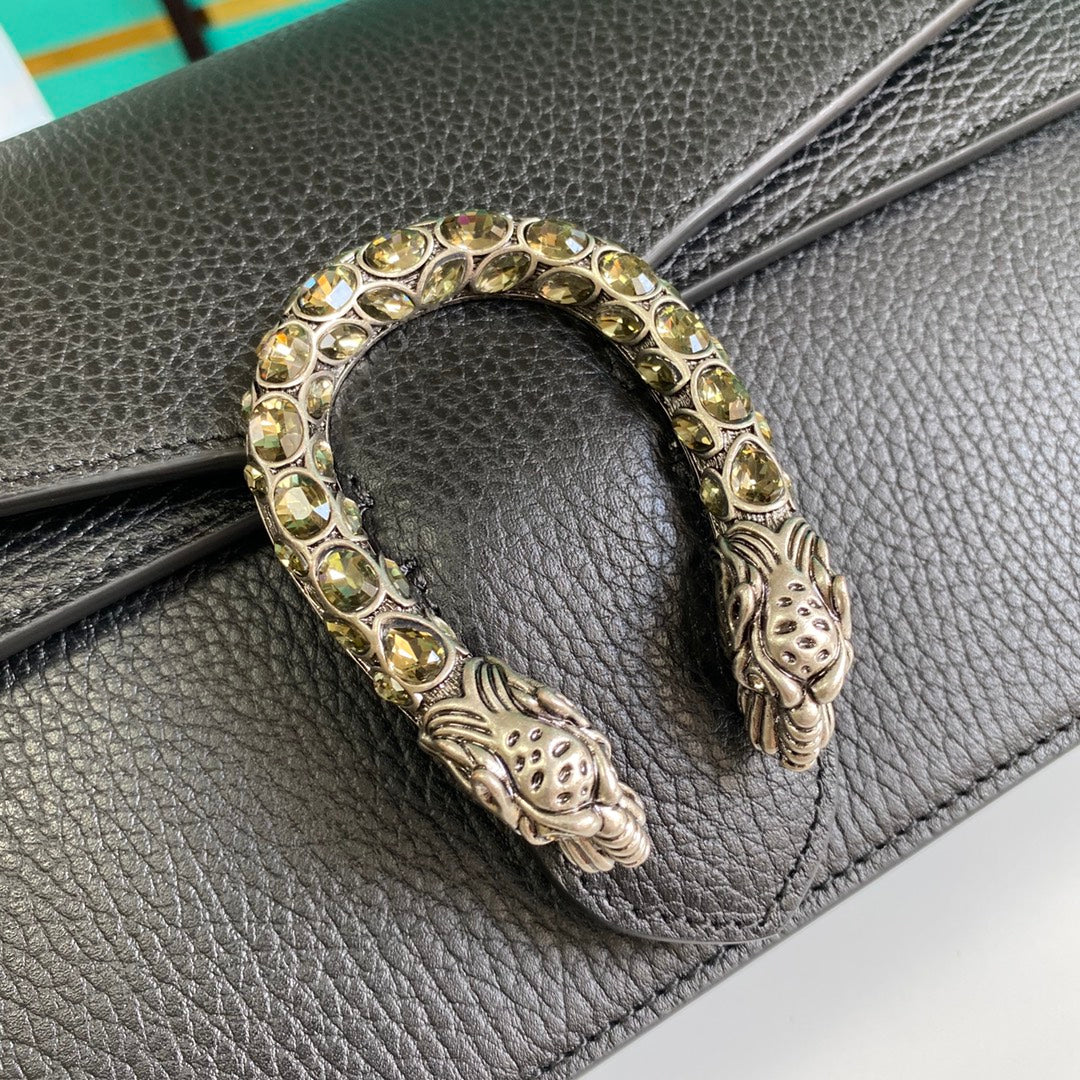 [TOP] GUCCI Dionysus Crystal-embellished Shoulder Bag Small - Black