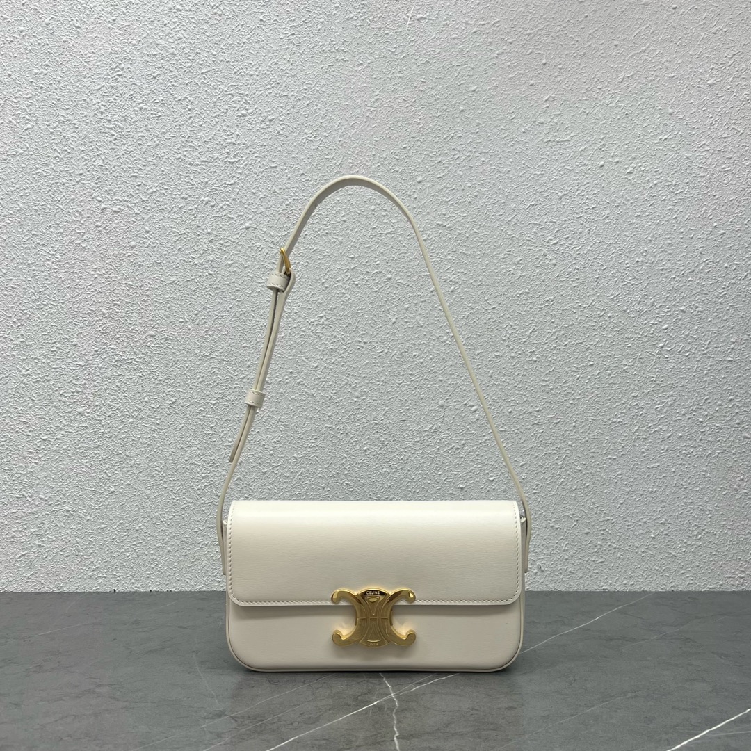 [TOP] CELINE Triomphe Shoulder Bag  21x11x4cm - White