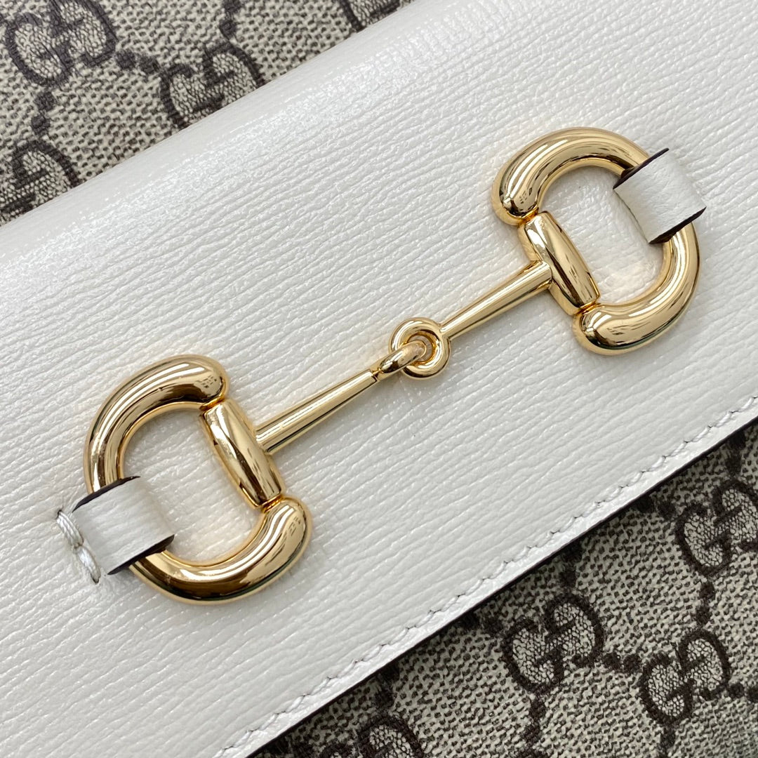 [TOP] GUCCI Horsebit 1955 Bag Small - White