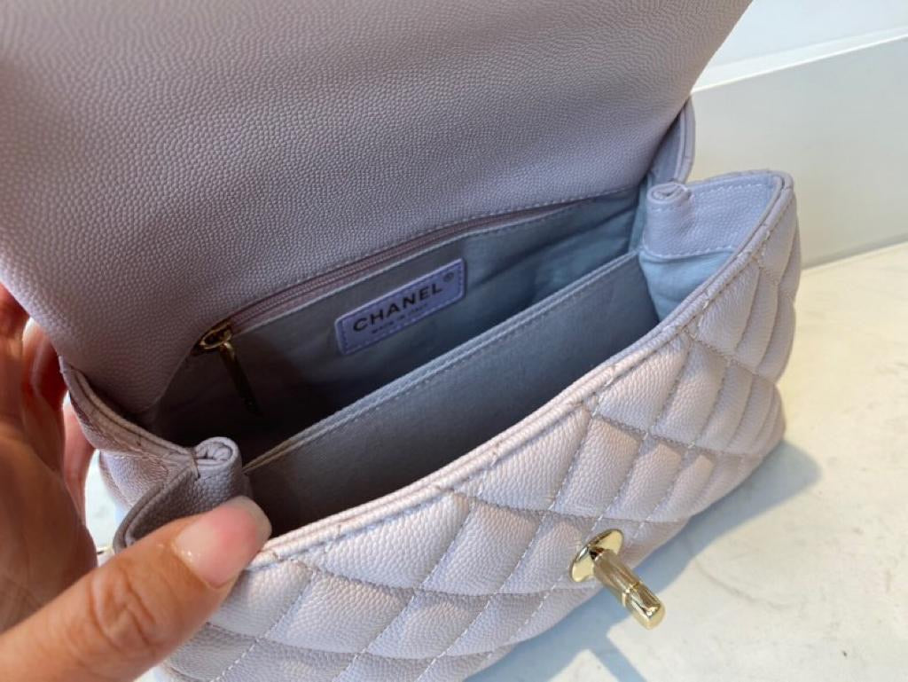 [TOP] CHANEL CoCo Handle Bag Caviar Small 19cm - Light Pink