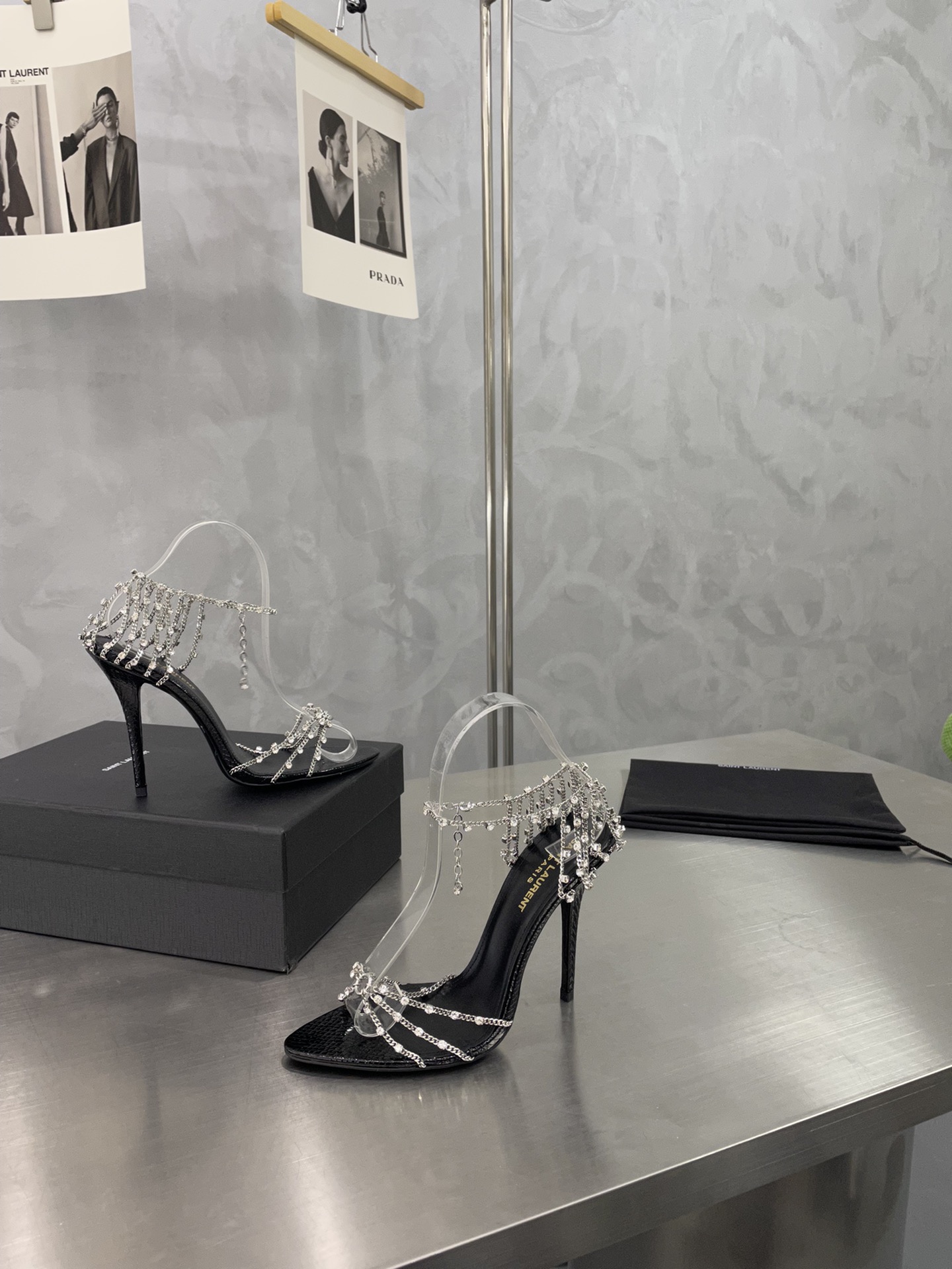 [TOP] Yves Saint Laurent YSL Chain High Heels - SHW - 2 Color