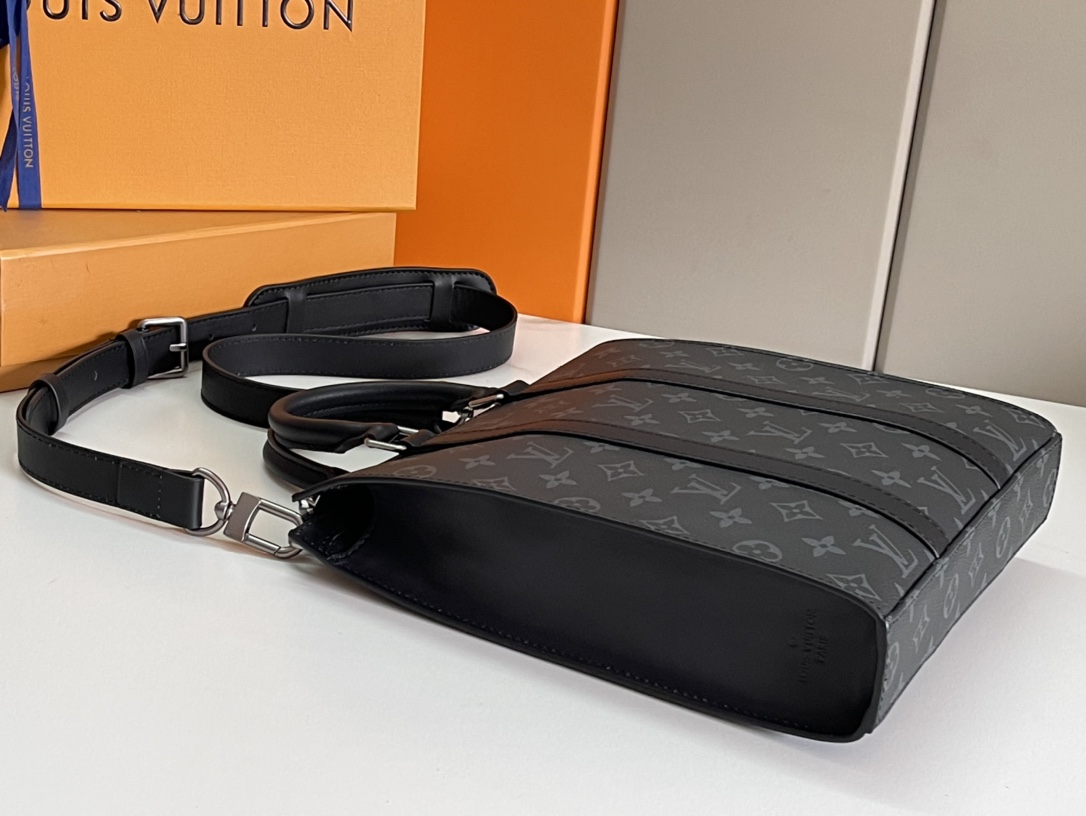 [TOP] Louis Vuitton LV Sac Plat Monogram Eclipse Reverse 26x28.5x6CM-Black