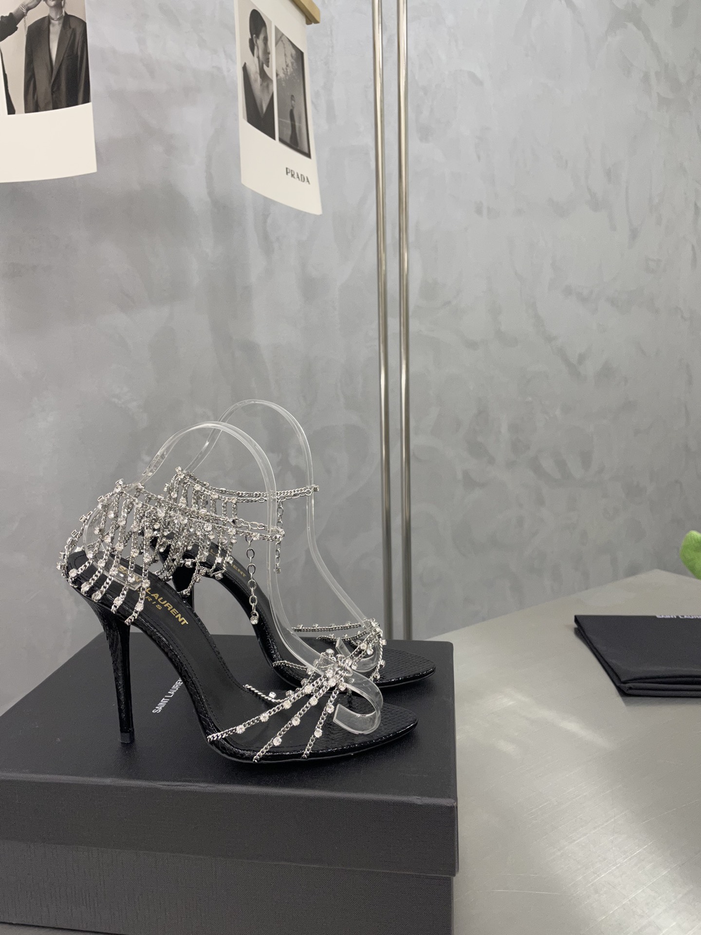 [TOP] Yves Saint Laurent YSL Chain High Heels - SHW - 2 Color