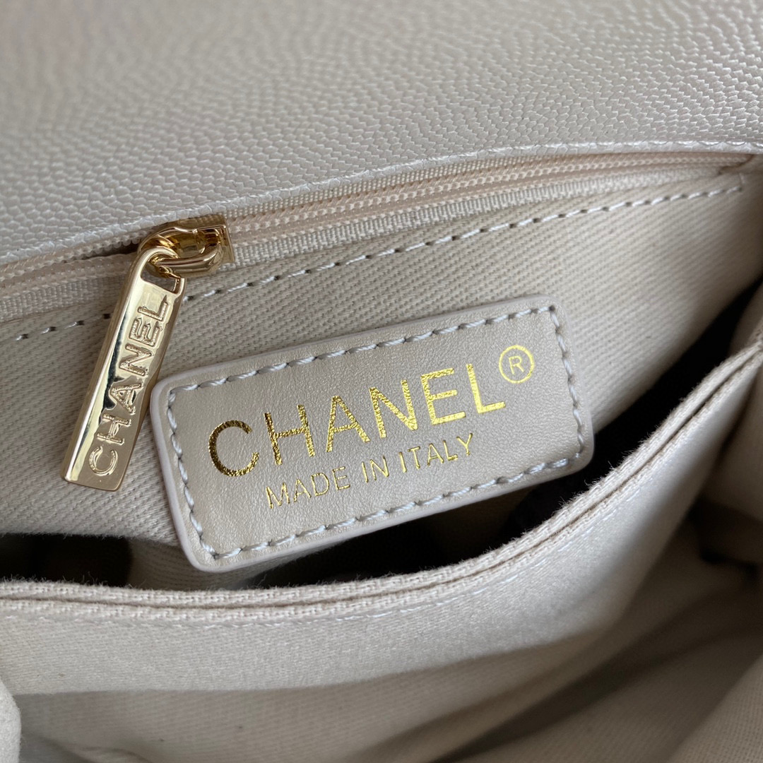 [TOP] CHANEL CoCo Handle Bag Carviar Small 19cm - Pearl White & GHW