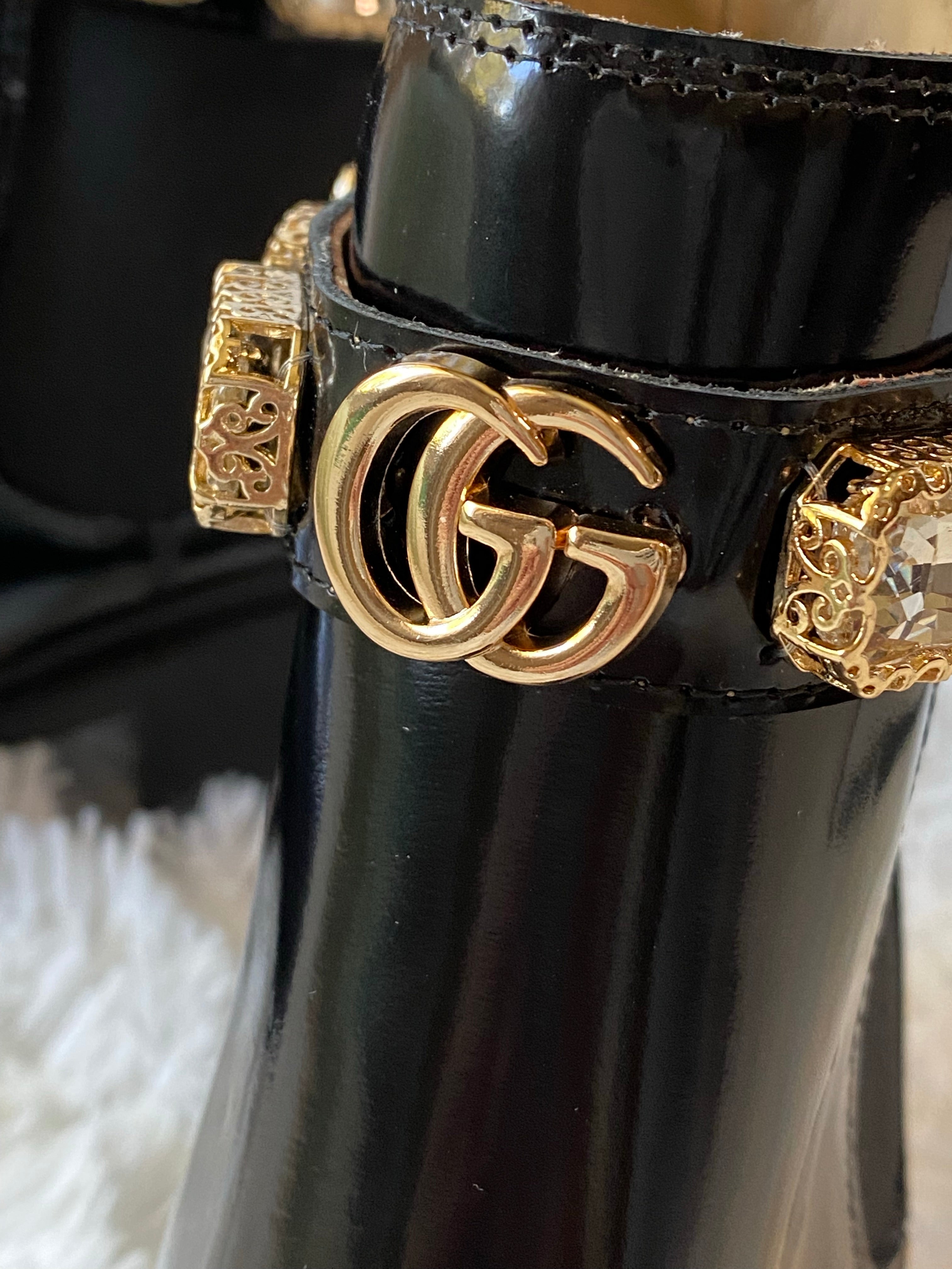 [TOP] GUCCI Ankle Gems Boots - Black