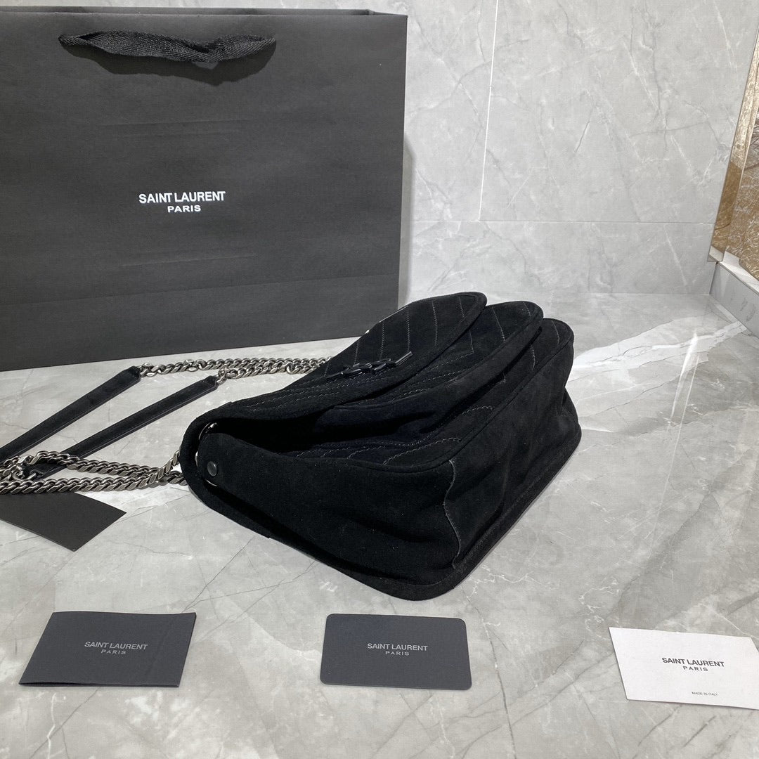 [TOP] Yves Saint Laurent YSL Yves Saint Laurent YSL NIKI Medium SUEDE BAG - BLACK