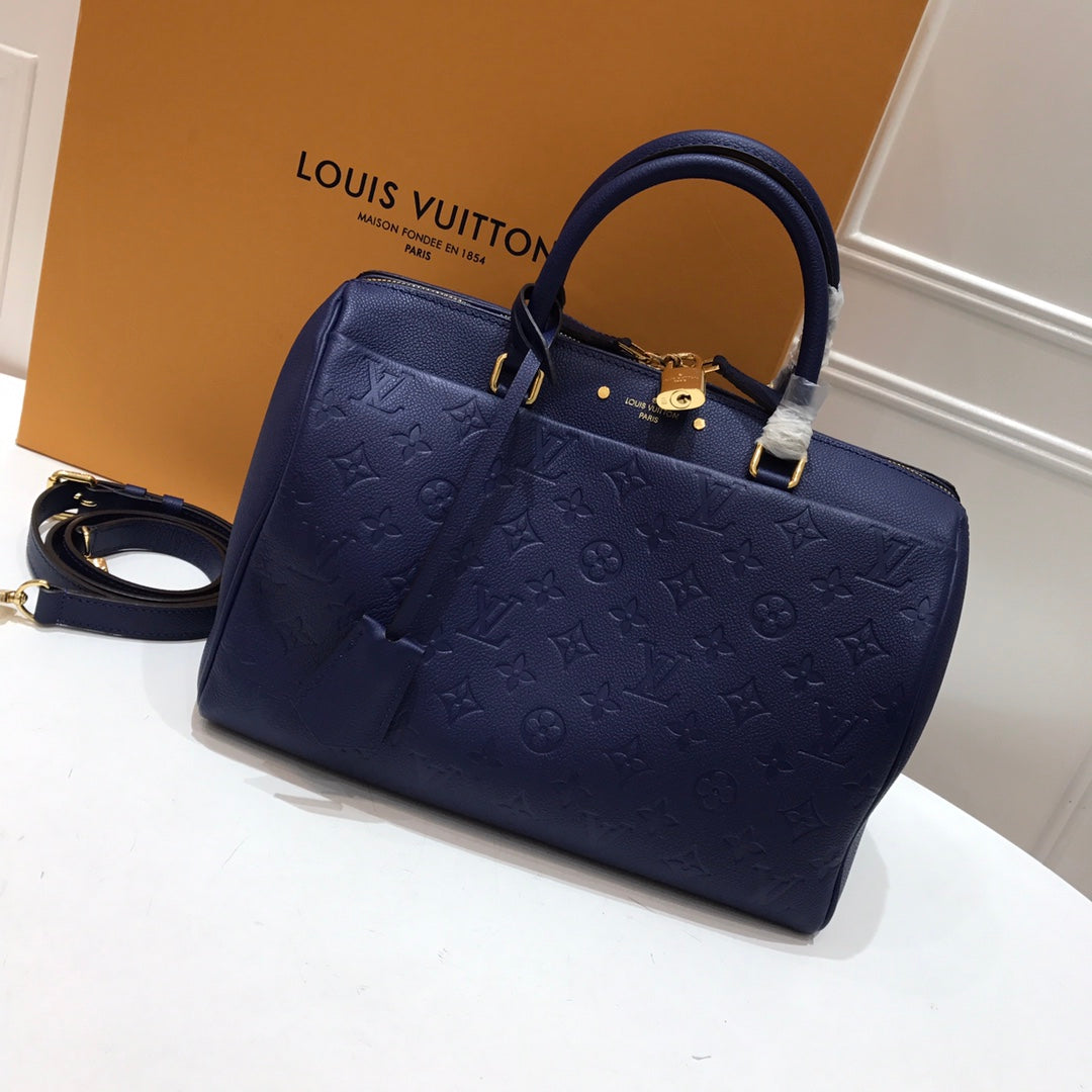 [TOP] Louis Vuitton LV L*V Speedy 30 Empreinte Leather - Dark Blue