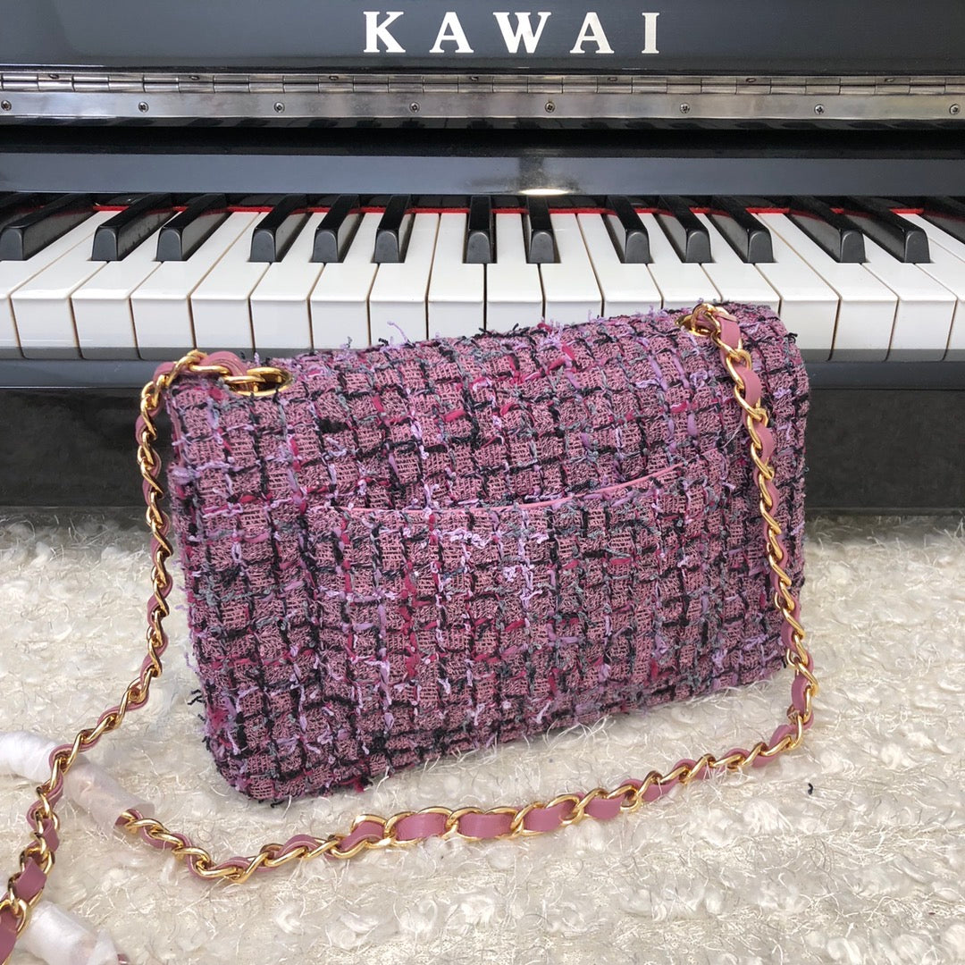[TOP] CHANEL Classic Flap Bag Tweed Mini Rectangular 20cm - Purple
