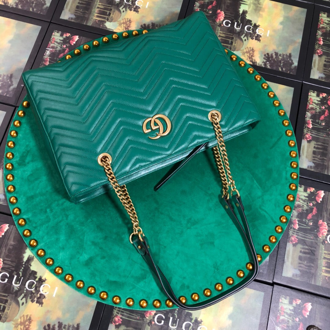 [TOP] GUCCI G*G Marmont Matelasse Medium Tote - Green