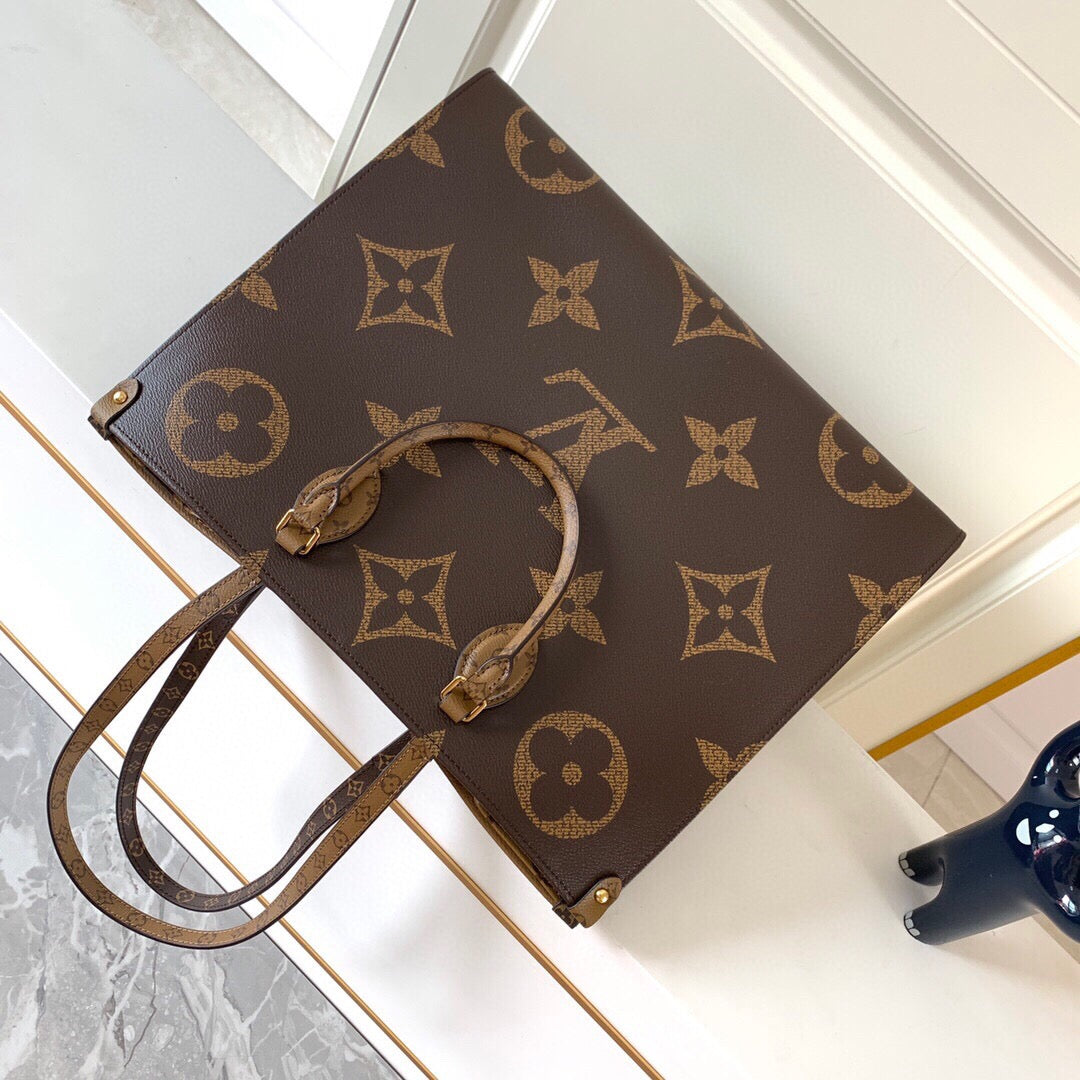 [TOP] Louis Vuitton LV £V On The Go Monogram Tote GM 41x34x19cm -Brown