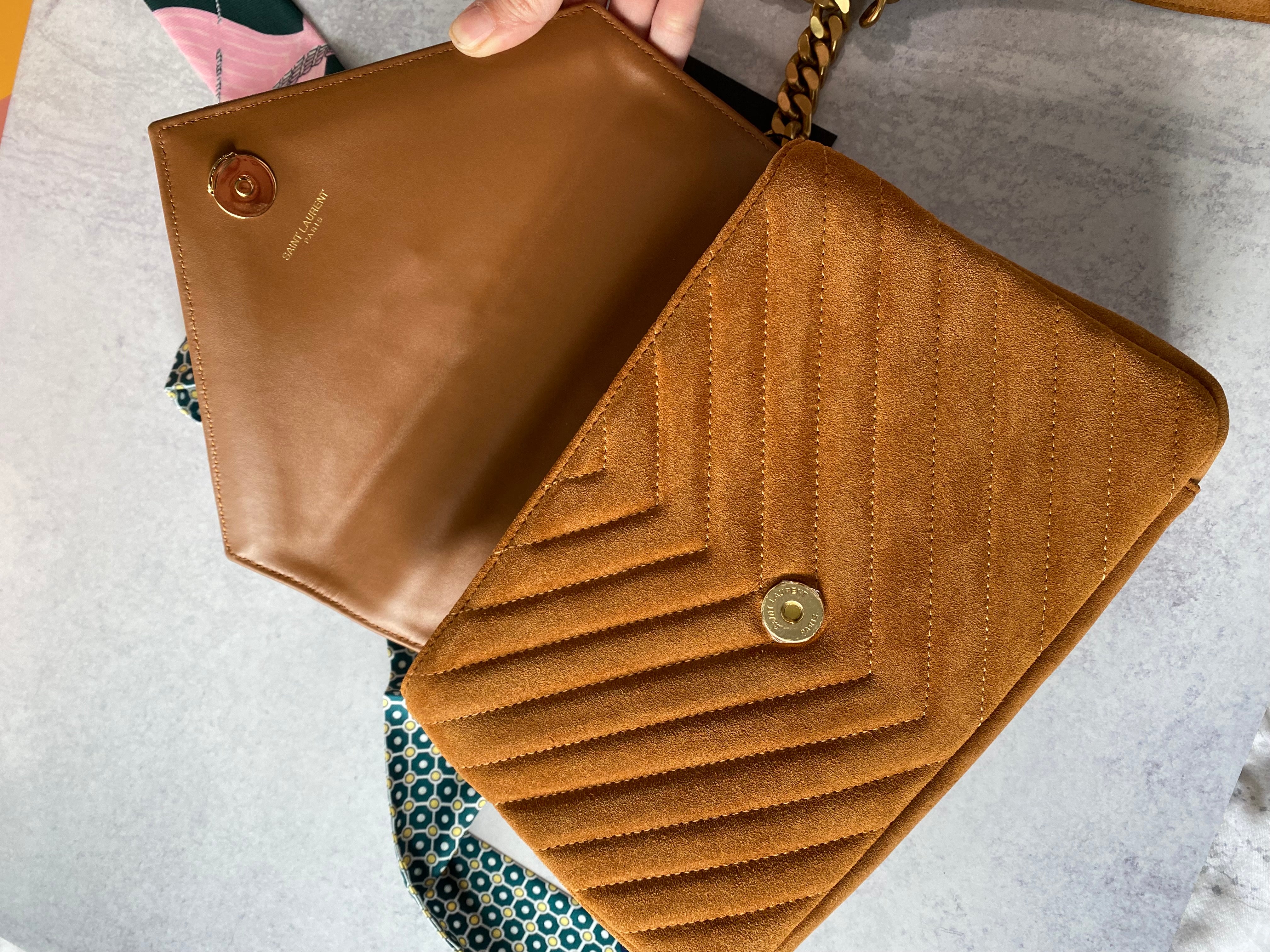 [TOP] Yves Saint Laurent YSL College Suede Small Bag - Brown