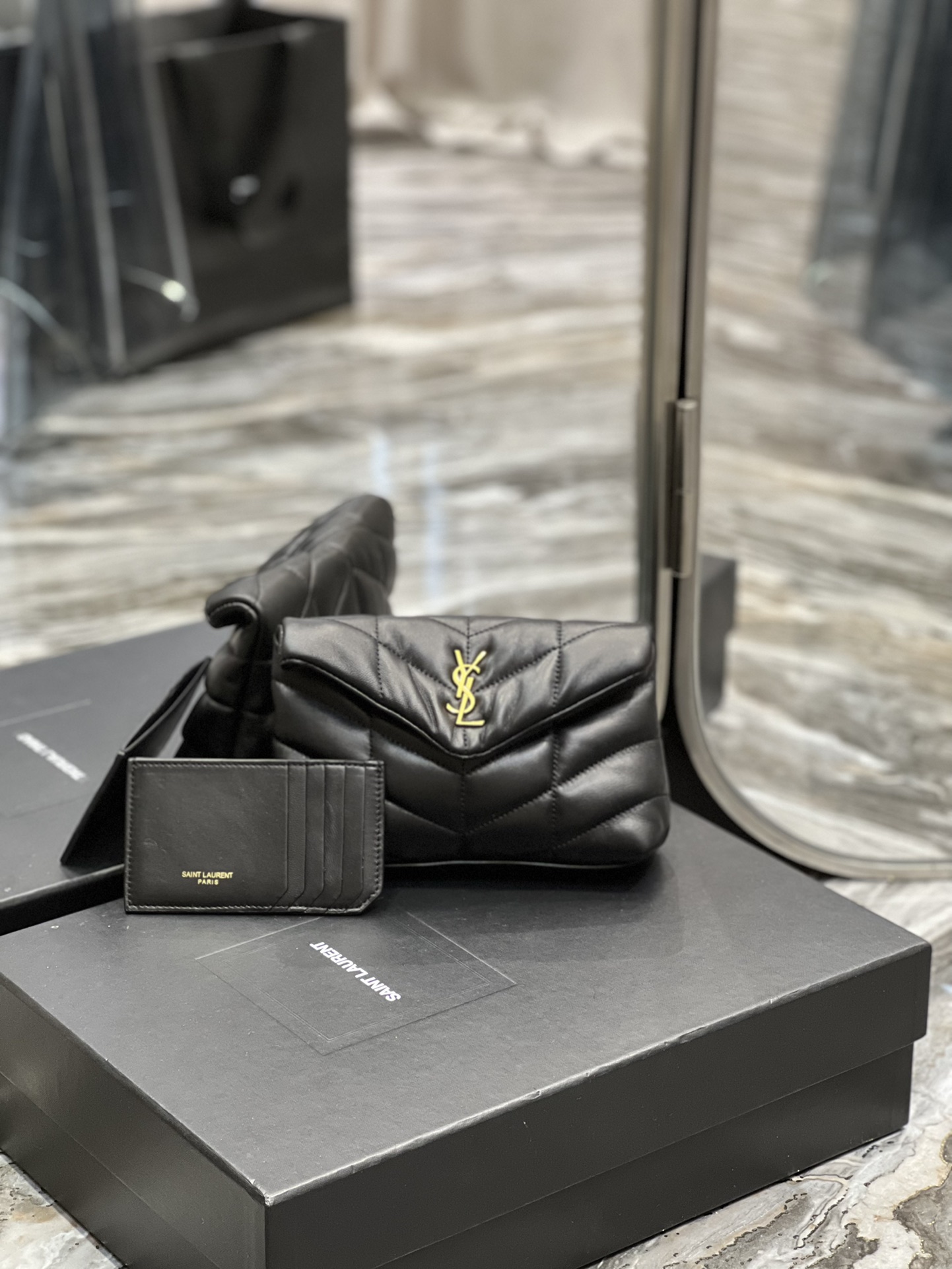 [TOP] Yves Saint Laurent YSL Loulou Puffer Handbag with Card Holder - 2 Color