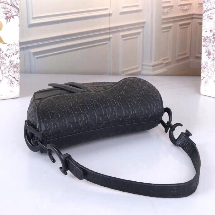 [TOP] Christian Dior Saddle Oblique Embossed  Bag - BLACK