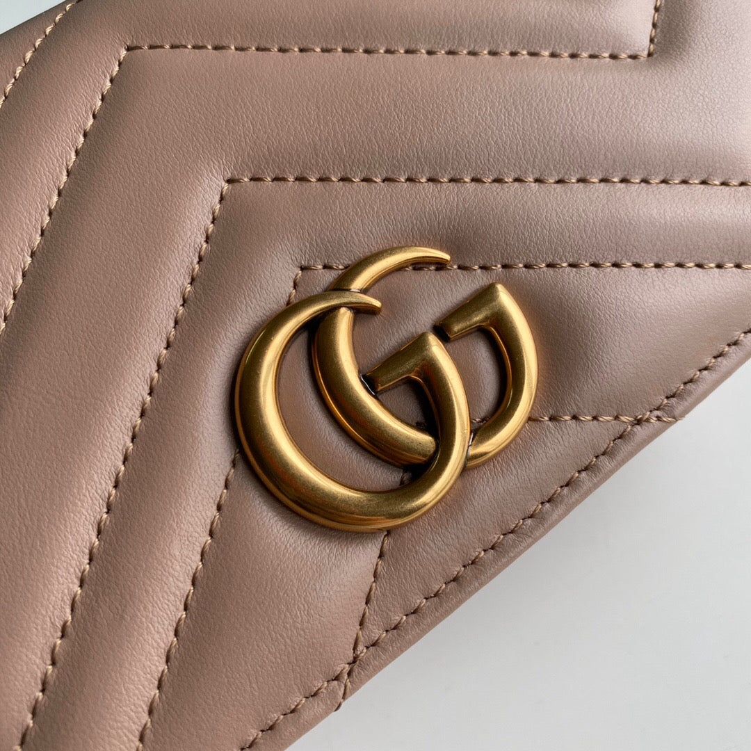 [TOP] GUCCI GG Marmont Shoulder Clutch - Dusty Pink