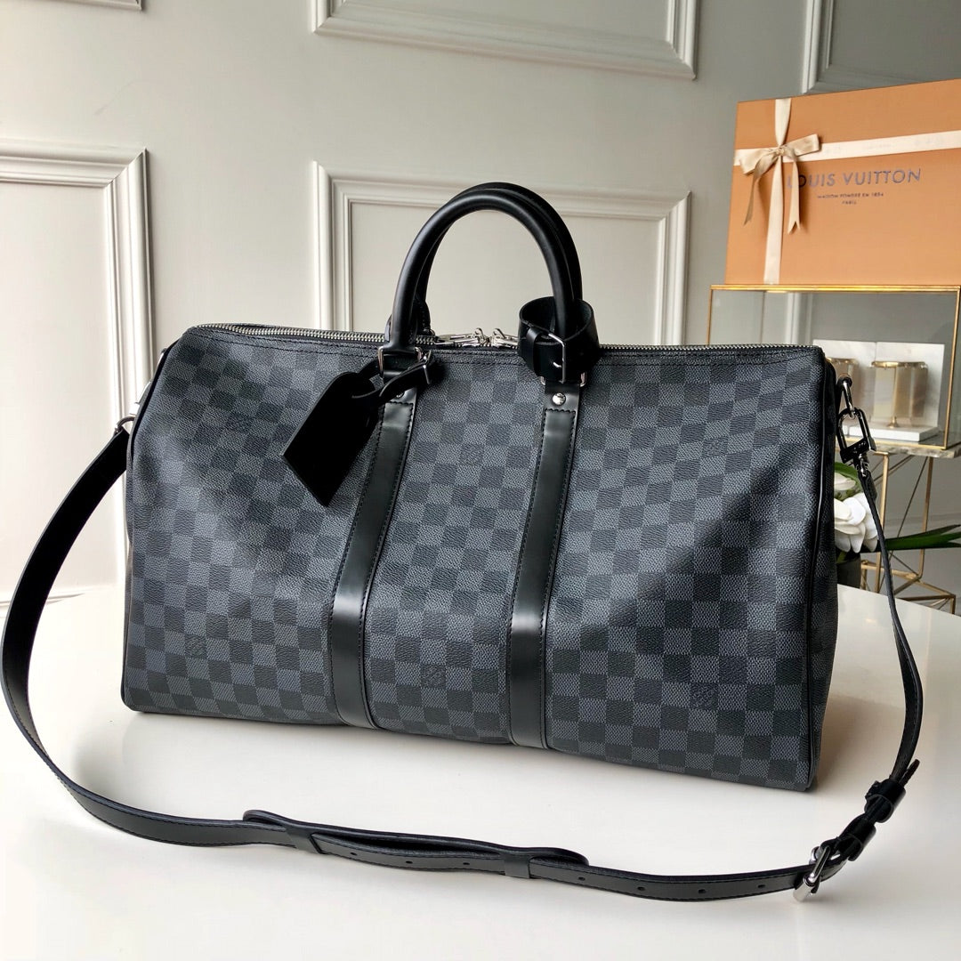 [TOP] Louis Vuitton LV  Keepall Travel Bag 45~50cm - Damier Graphite Black