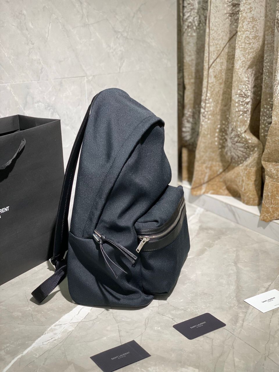 [TOP] Yves Saint Laurent YSL Canvas City Backpack - Black