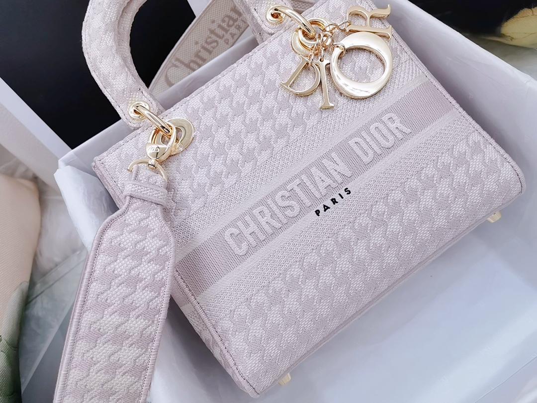 [Top] Christian Dior Lady Christian Dior Bag D-Lite Houndstooth - Rose Powder