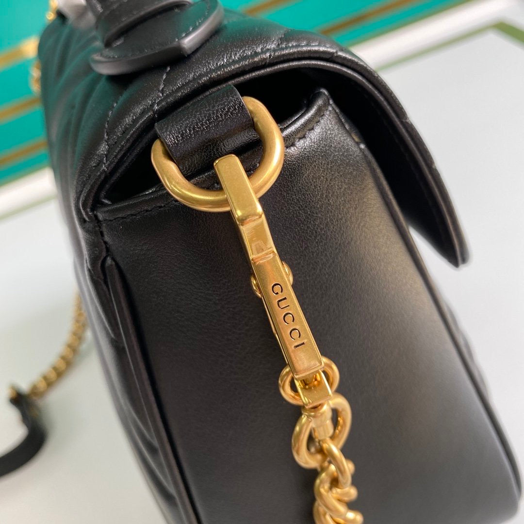 [TOP] GUCCI Marmont Top Handle Bag - Black w GHW