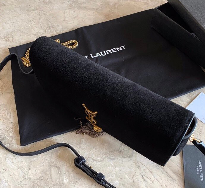 [TOP] Yves Saint Laurent YSL Kate Suede Tassel Medium Bag - Black