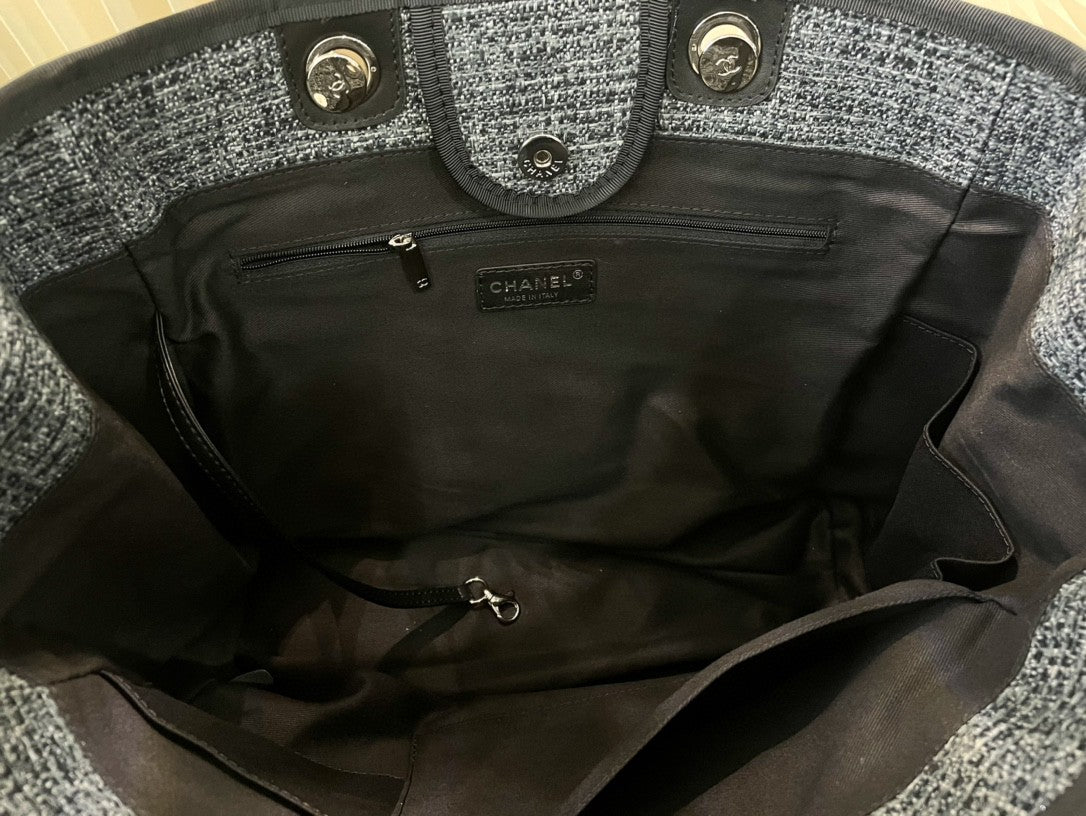 [TOP] CHANEL Deauville Top Handle Tote 39×30×22cm - Charcoal