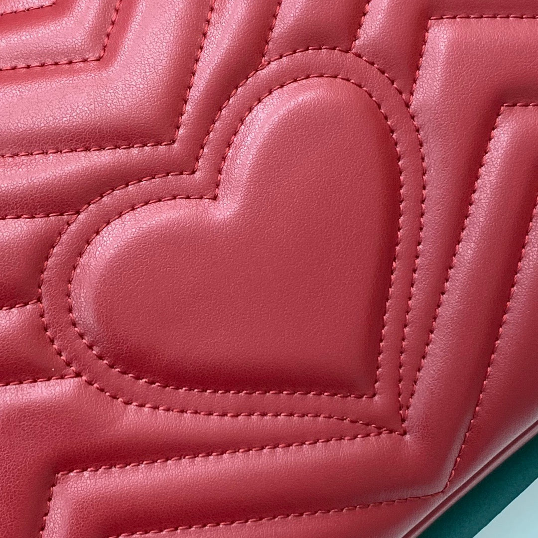 [TOP] GUCCI GG Marmont Bag Matelasse Shoulder Small 26cm - Red