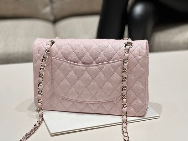 [TOP] CHANEL Classic Flap Bag Caviar Medium 25.5cm – Light Pink & GHW