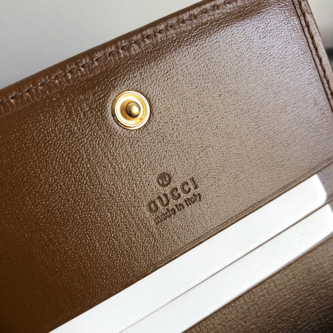 [TOP] GUCCI G*G Horsebit Compact Folding Wallet - Brown